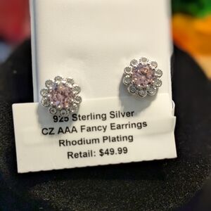Sterling Silver Pink CZ Earrings